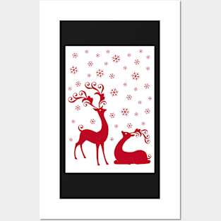 Cute Christmas deer Posters and Art